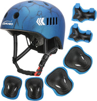 KAMUGO Kids Bike Helmet Set - Blue Carbon Fiber