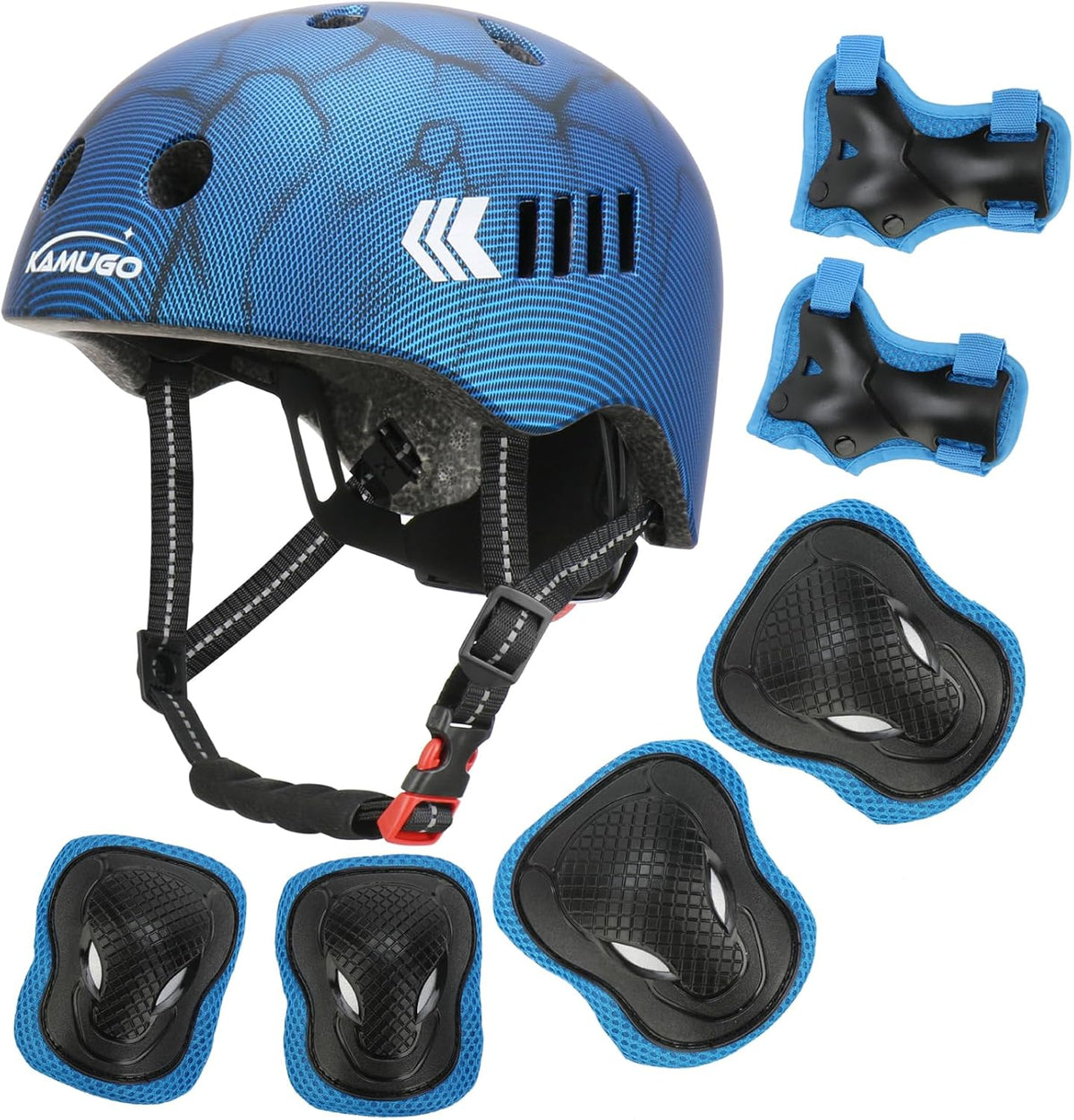KAMUGO Kids Bike Helmet Set - Blue Carbon Fiber