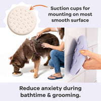Lick Dish, Silicone Lick Mat + Slow Feeder for Cats & Small Dogs - Almond / Large - image 4