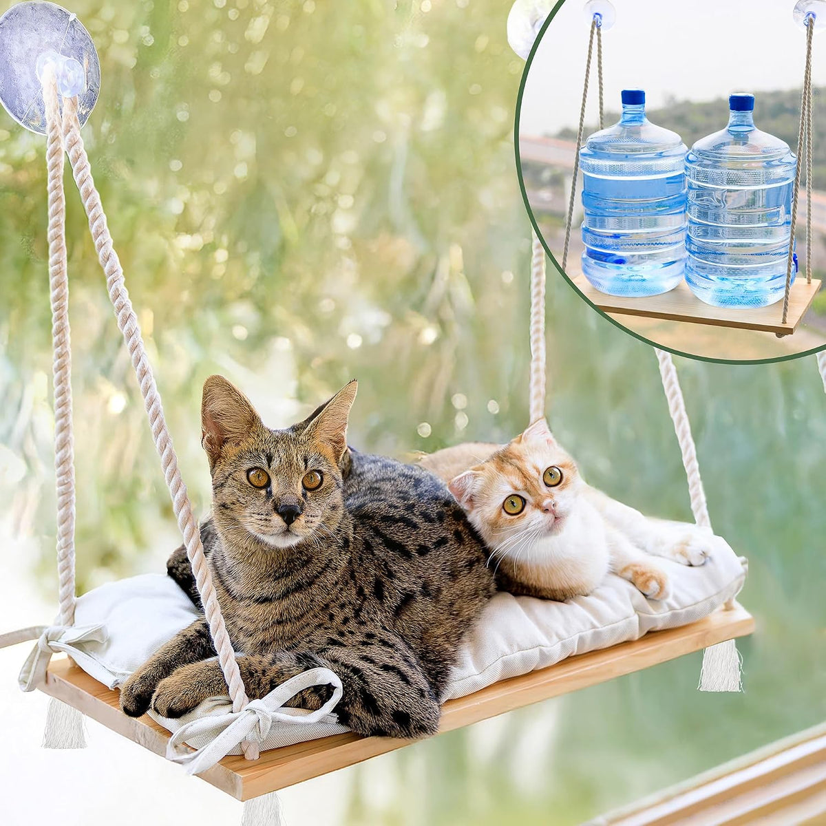 Cat Window Perch with Industrial-Grade Suction Cups - Beige / X-Large