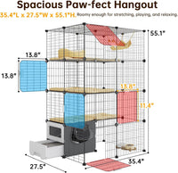 Cat Cage with Litter Box, 4-Tier DIY Enclosures Detachable Metal Wire Kennel Catio Indoor Crate - image 3