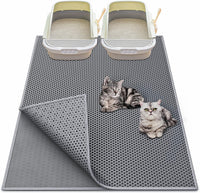 Waretary Cat Litter Mat, 36"x30", Waterproof, Scatter Control - Grey / 36"x 30"