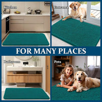 OLANLY Dog Door Mat for Muddy Paws 36x24, Absorbs Moisture and Dirt, Absorbent Non-Slip Washable Doormat, Quick Dry Chenille Mud Mat for Dogs, Entry Indoor Entryway Carpet for Inside Floor, Lake Blue