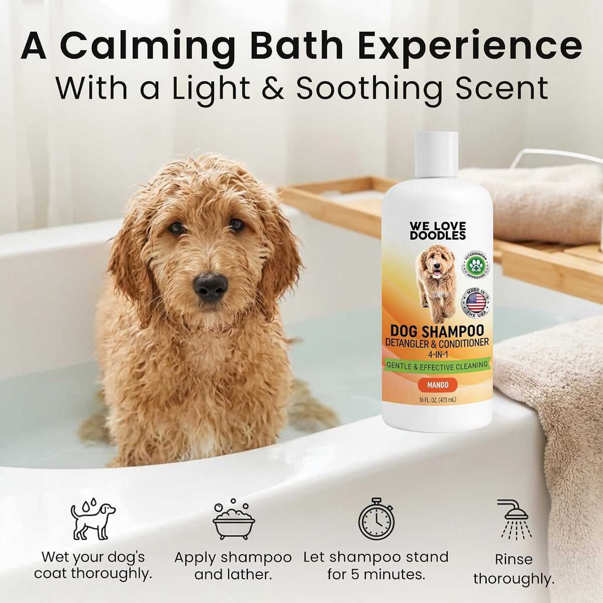 Puppy Shampoo and Conditioner, Tearless Puppy Wash - Dog Shampoo - Mango - image 3