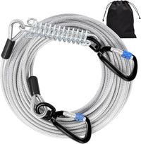 Snagle Paw Dog Leads for Yard 50FT-1000LBS Break Strength,Heavy Duty Tie Out Cable for Dogs with Swivel Lockable Hook & Spring,Chew Proof Dog Chain for Outside,Dog Run Cable for Medium Large Dogs