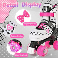 SULIFEEL Adjustable Kids Roller Skates, Light up Wheels – Fun for Kids & Family - H Dots White / Small - Little Kid - image 2
