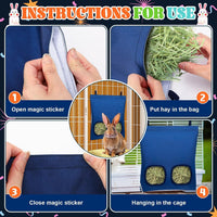 UPINS 2 Pack Guinea Pig Hay Feeder Bag - 28 x 25 cm / Black Dark Blue - image 3