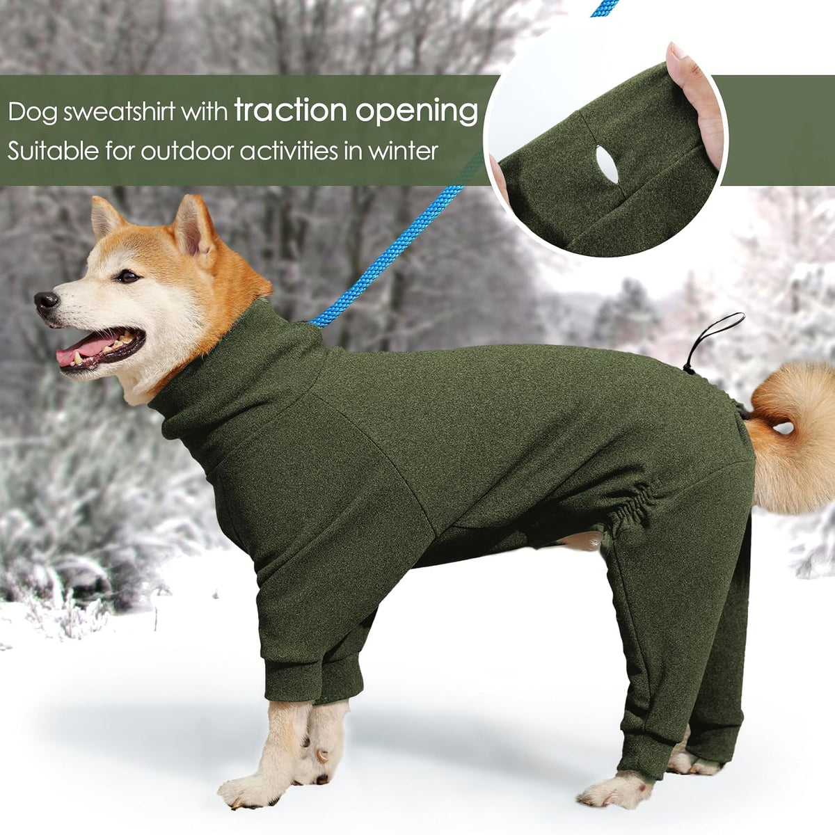 Dotoner Pullover Dog Sweater with Leash Hole - X-Large / Green - image 2