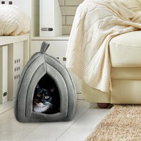 PETMAKER Cat House Indoor Bed with Removable Foam Cushion - Gray / (L) 13” x (W) 13” x (H) 15.75” (Pack of 2) - image 4