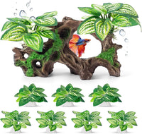CousDUoBe 12 Pcs Betta Fish Tank Decor，Silk Aquarium Plants Green - 8 Pcs Silk Aquarium Plants（Style C）