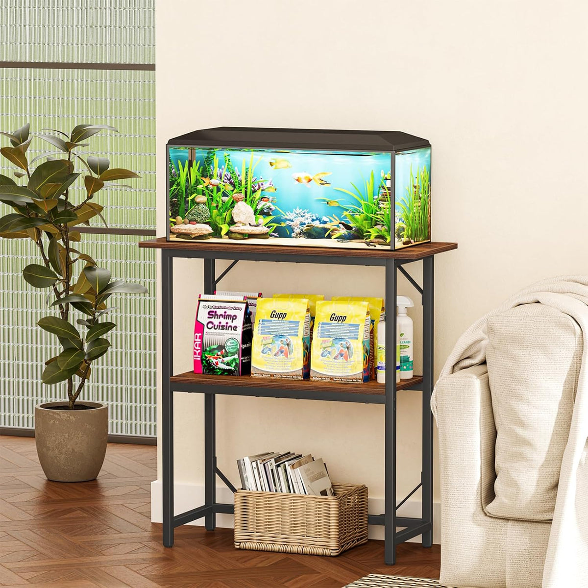 Snughome 10-20 Gallon Fish Tank Stand - Rustic Brown / 30 Gal-2 Tier - image 2