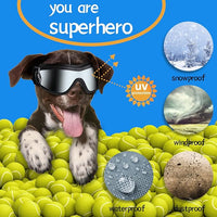 NVTED Dog Sunglasses Dog Goggles, UV Protection Wind Protection Dust Protection Fog Protection Pet Glasses Eye Wear Protection with Adjustable Strap for Medium or Large Dog (Pack of 2)