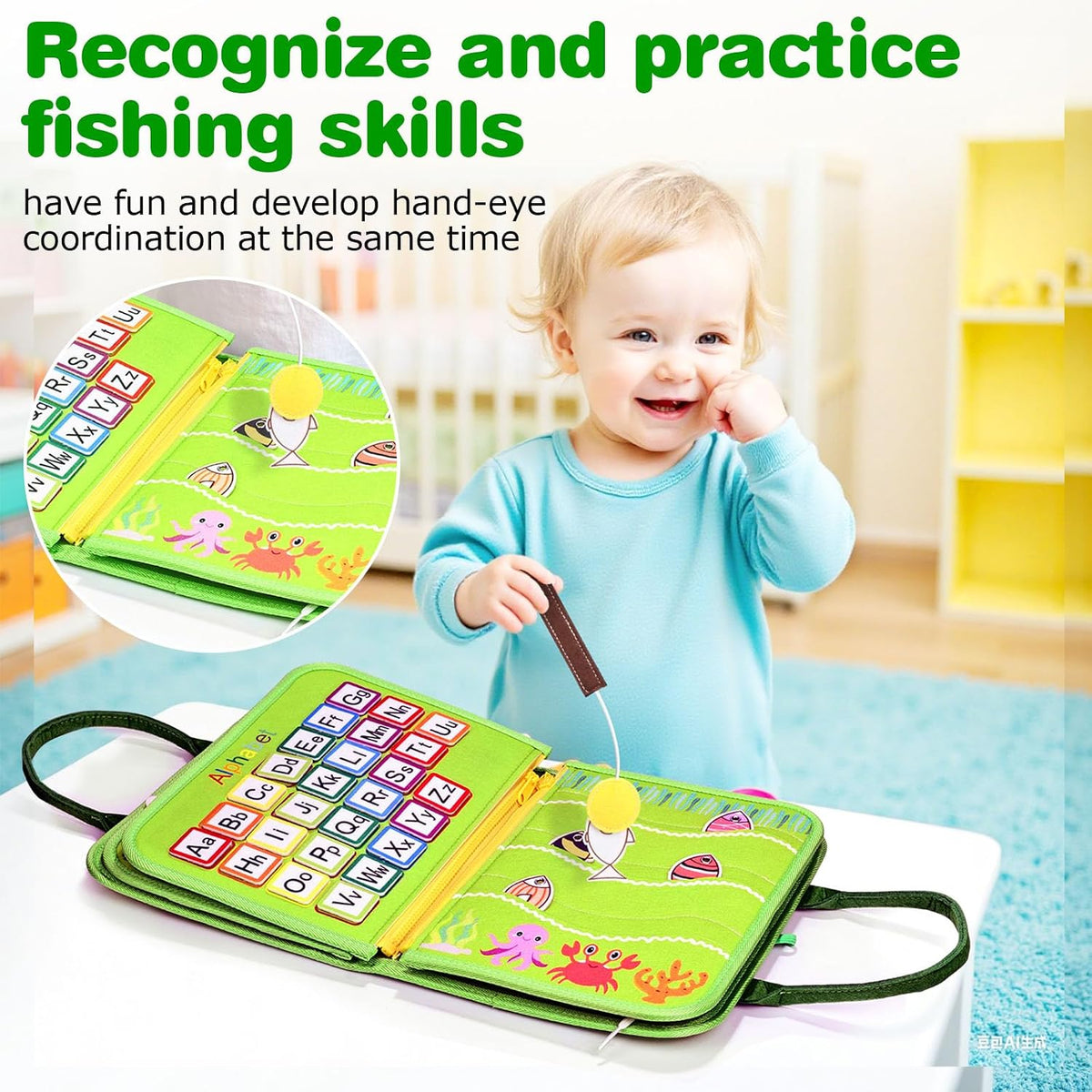 JHkim Busy Board Montessori Toys for Boys Girls Gifts - Green - image 4
