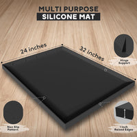 Dog Food Mat - Raised Edges Dogs Mat for Food and Water Prevent Spill, Waterproof Cat Food Mats - 32"L x 24"W / Black - image 2