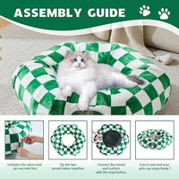 Cat Tunnel for Indoor Cats, Cute Peekaboo Cat Cave with Dangling Balls, Checkered Pet Donut Tunnel Bed with Circle Mat for Puppy Kitten Rabbit, Green/White