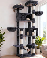 Cat Tree, 74" Tower for Large Cats, Big Condo & Hammock GCT030G – Essentials for Cats - 80.7'' / Smoky gray