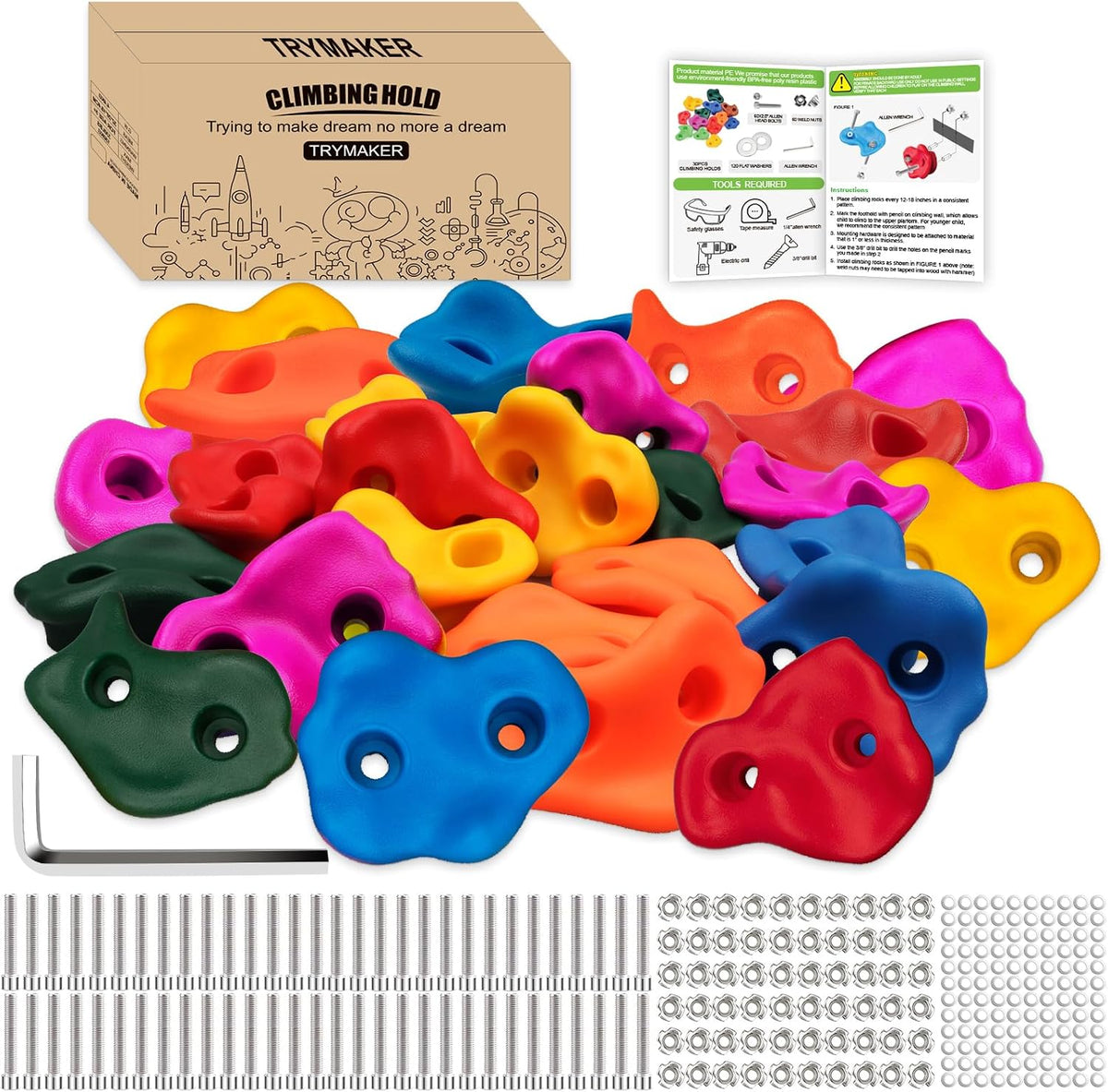 Trymaker Rock Climbing Holds - Large Size-30pcs