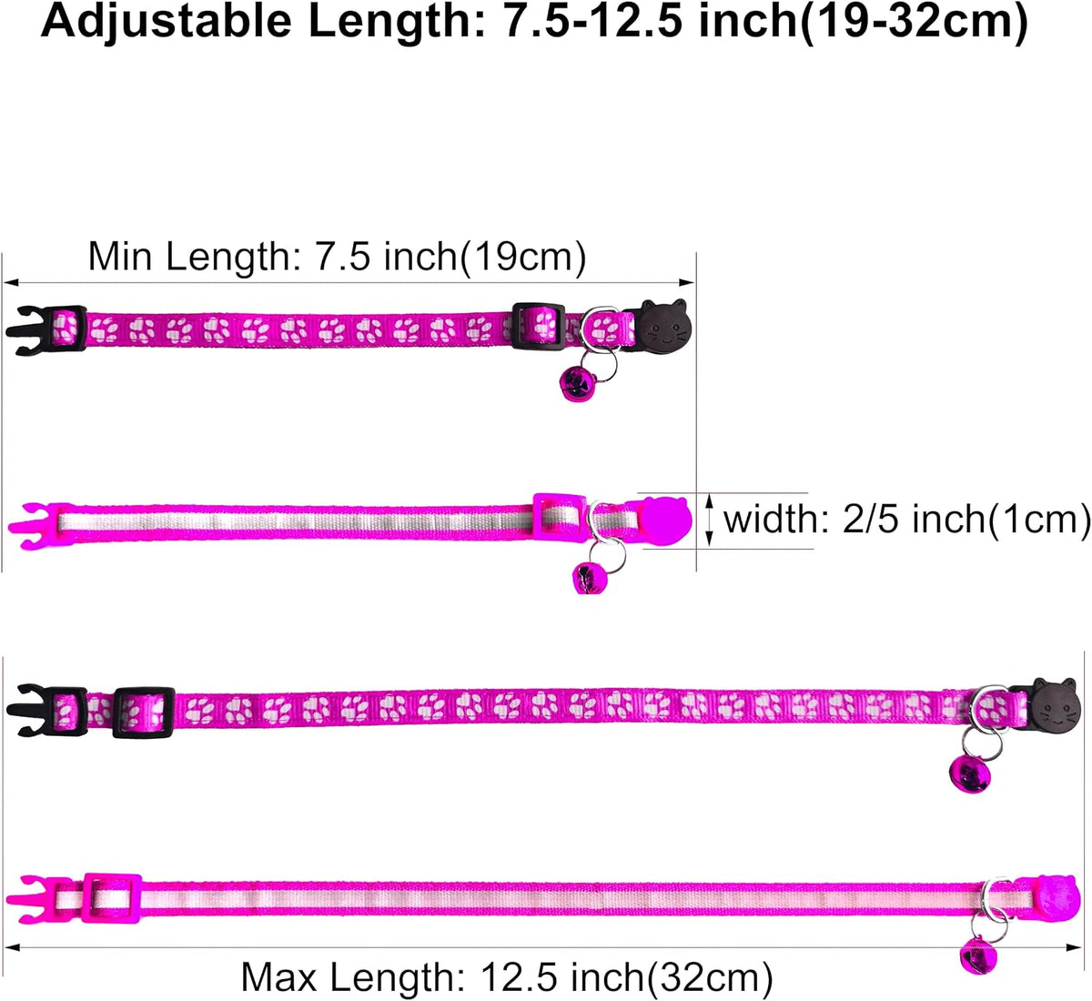 2 Pack Breakaway Cat Collars with Bells - Rose - image 2