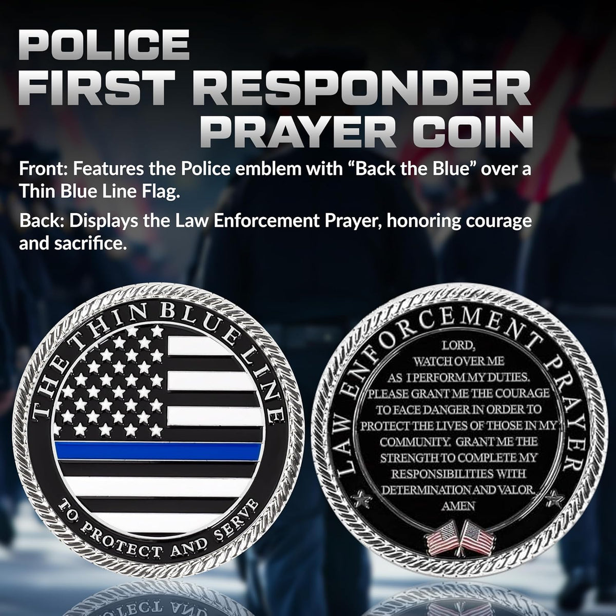 Military Gift Shop Air Force Armed Forces Prayer Coin - Police