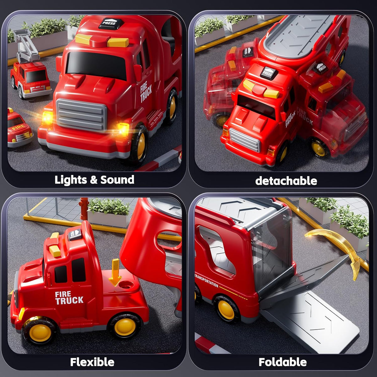 Fire Truck Toys for Kid 3-5 - Red / 7in1 - image 4
