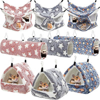 Abbylike 9 Pieces Rat Hammock 3 Tier Guinea Pig Ferret Hammocks Small - Navy,Grey,Pink, / Star
