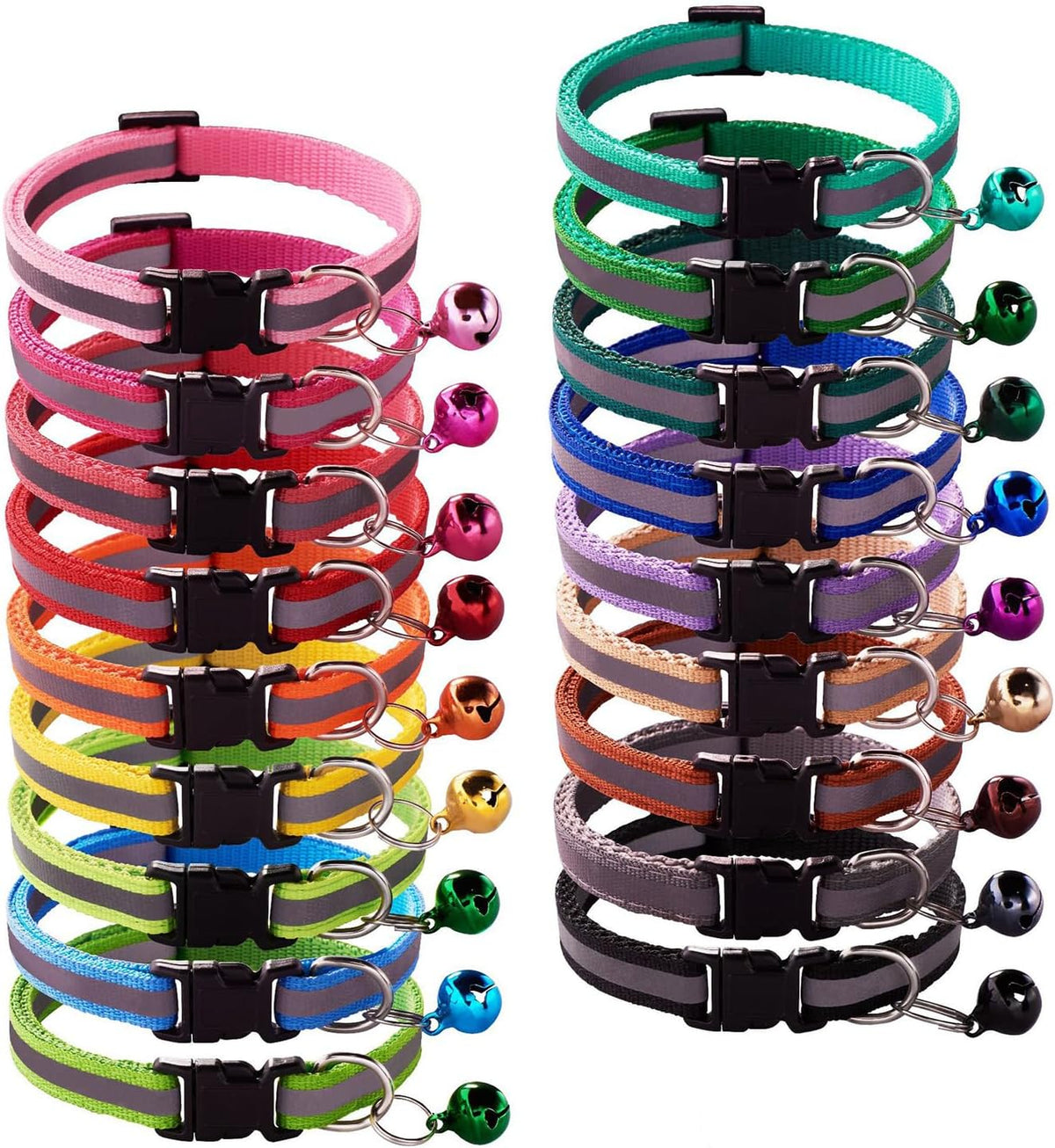 18Pcs Puppy Collars for Litter, Reflective Cat Collar - Reflective strip / Non breakaway