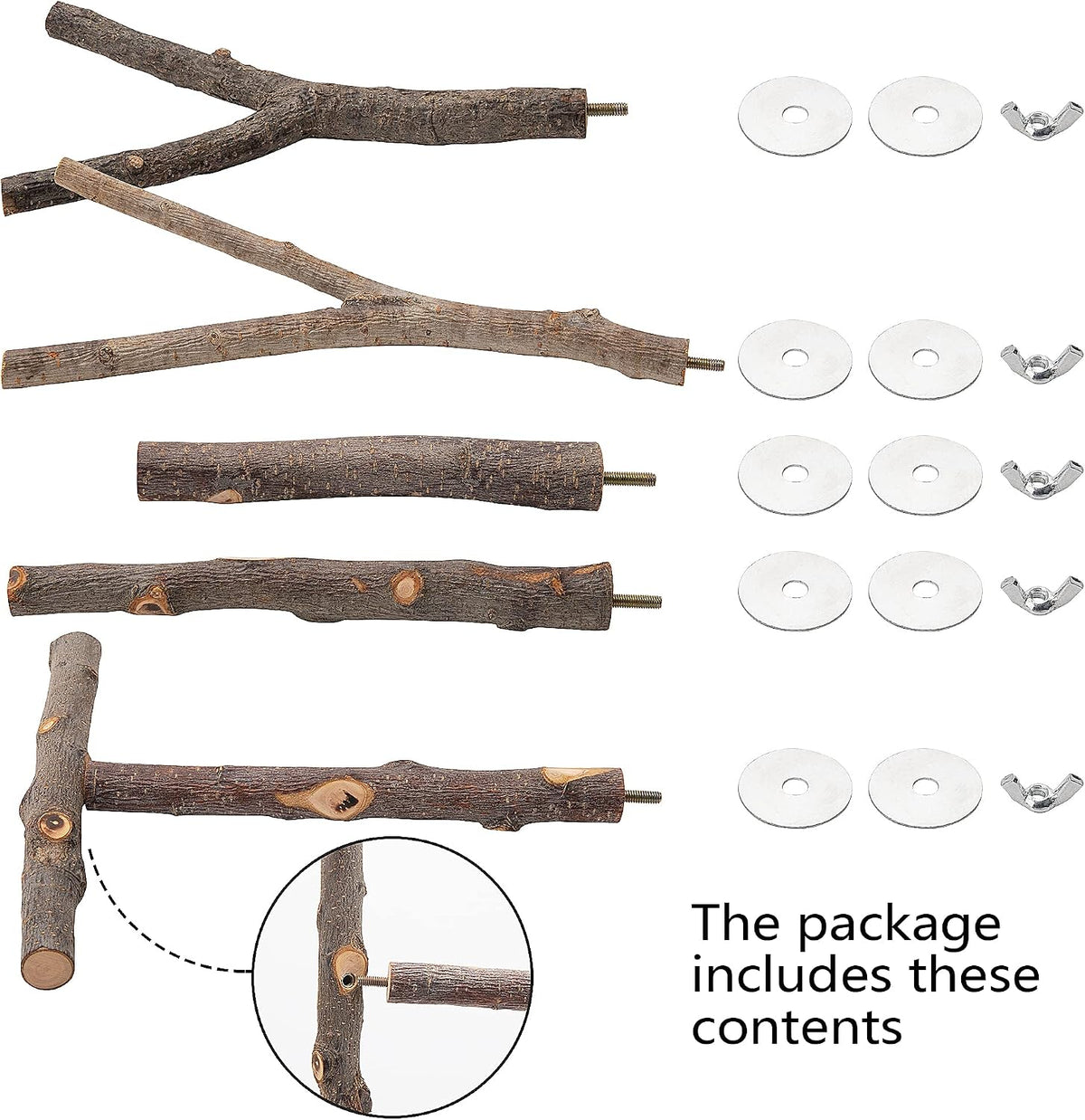 5PCS Natural Wood Bird Perches for Parrot - image 2