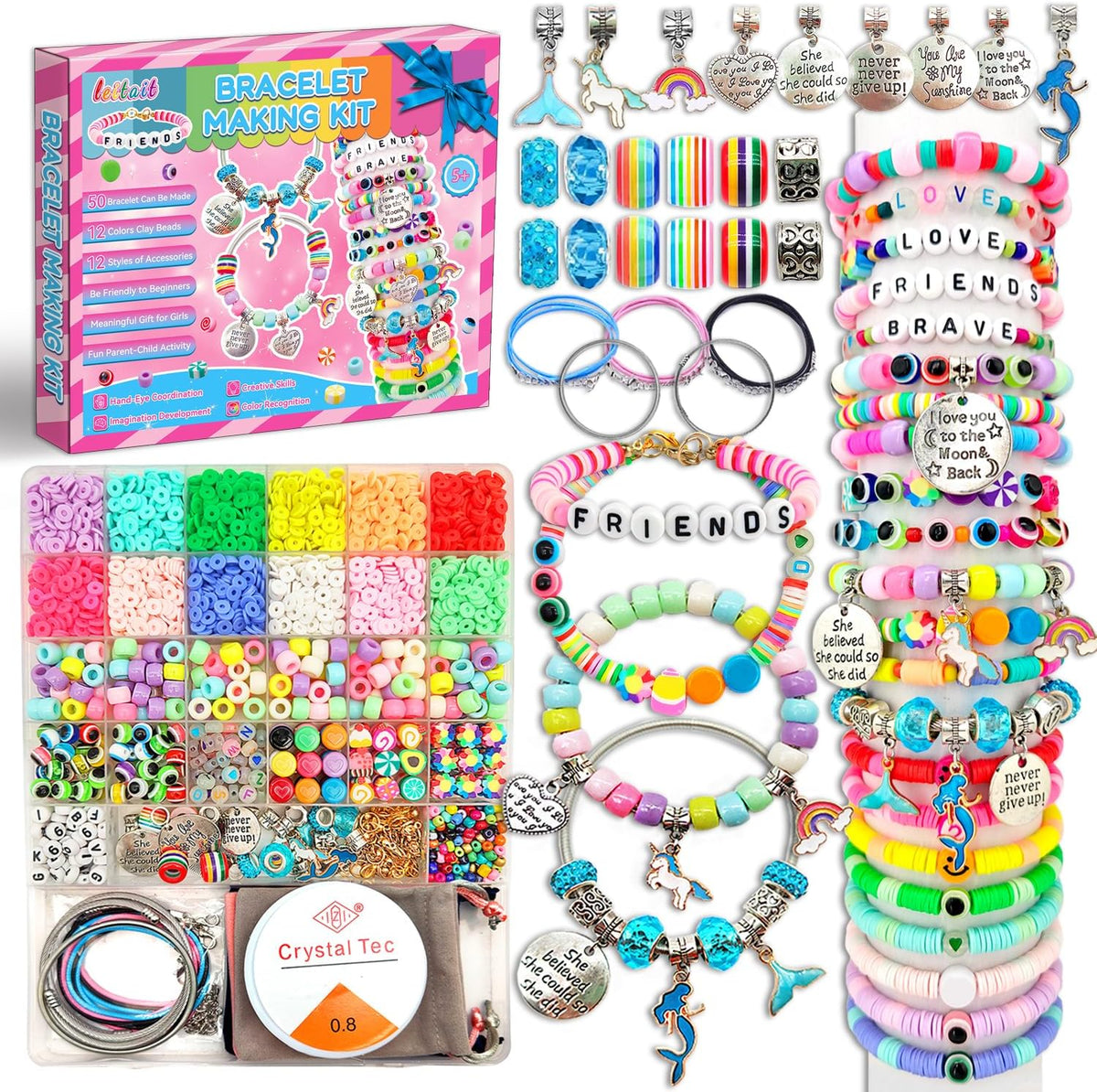 leitait Girls Toys Bracelet Making Kit 3400pcs Charm Jewelry Making - 3400 Pieces