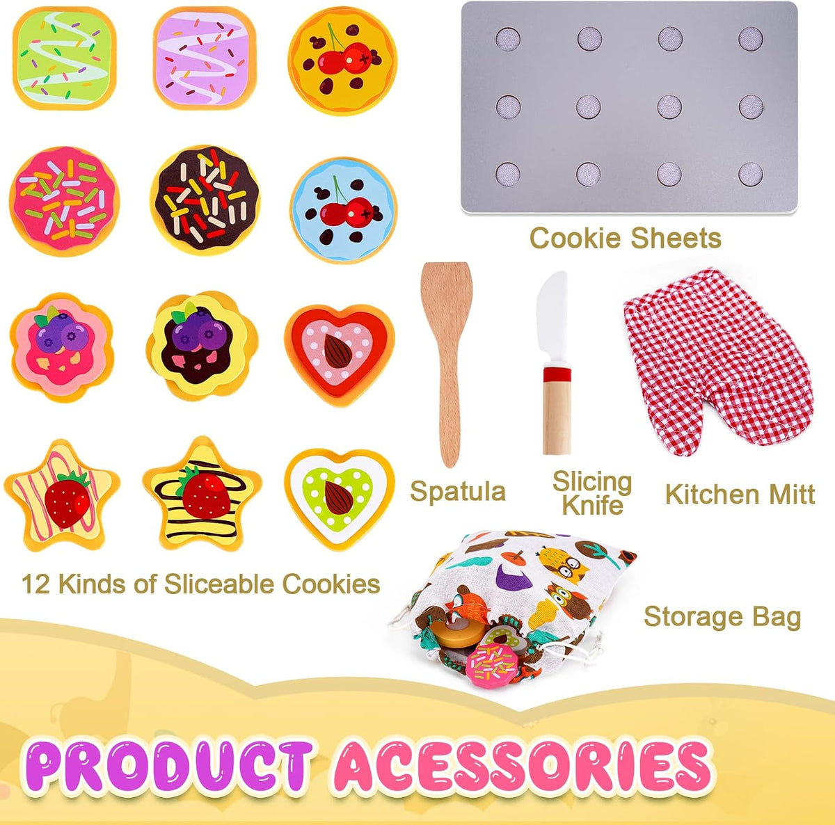 Slice and Bake Wooden Cookie Play Food Set for Kids Kitchen - Cookie A - image 4