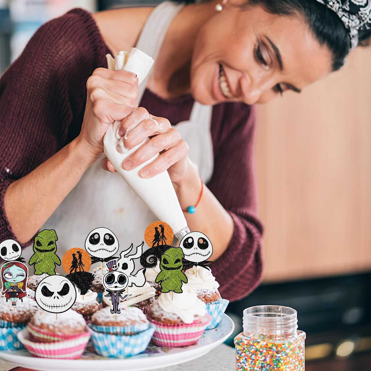 Rsstarxi 24 Pack Ghost Baby Boo Cupcake Toppers Glitter Spooky Little - Design 27 - image 4