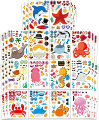 48 Fall Make-a-Face Sticker Sheets for Kids - Ocean Animals