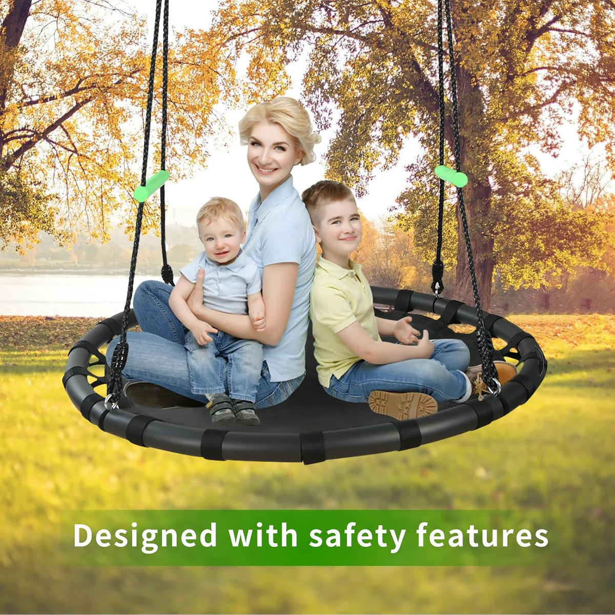 TBMLC 24 Inch Diameter Round Black Saucer Swing/Tree Swing Armrest - 40 inch diameter / Black - image 2