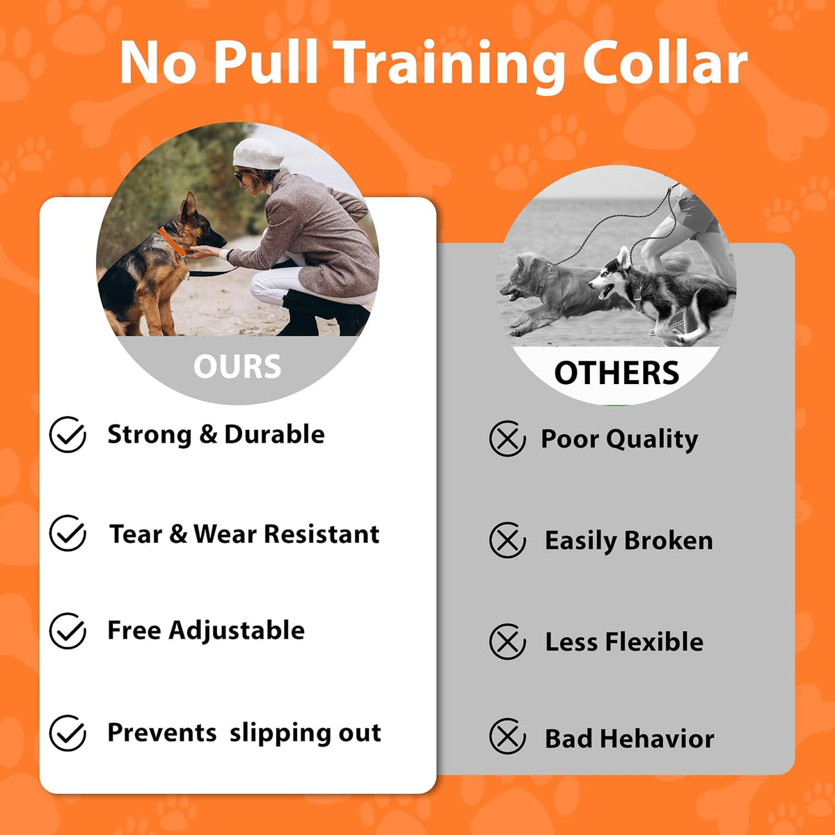 Martingale Dog Collar, Adjustable No Buckle Slip Collar, XS - Orange / Small(Length:11-15'', Width:3/4'') - image 4