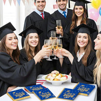 PERFQU Class of 2026 graduation napkins in blue and gold with cap and tassel design - view 10