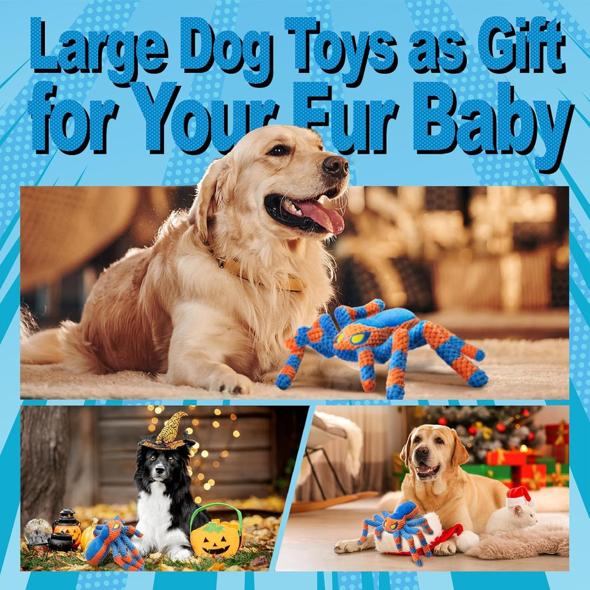 LEGEND SANDY Tough Dog Toys - 1 Pack Blue Spider - image 2