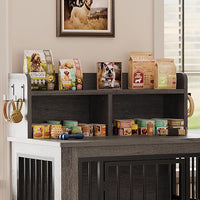 IRONCK Dog Crate Furniture, 33.4 inches Wooden Small Dog Crate with Storage and 4 Hooks, Heavy Duty Pet Crate for Small Dog, Decorative Pet Cage for Indoor (22" L x 33.4" W x 37.4" H)