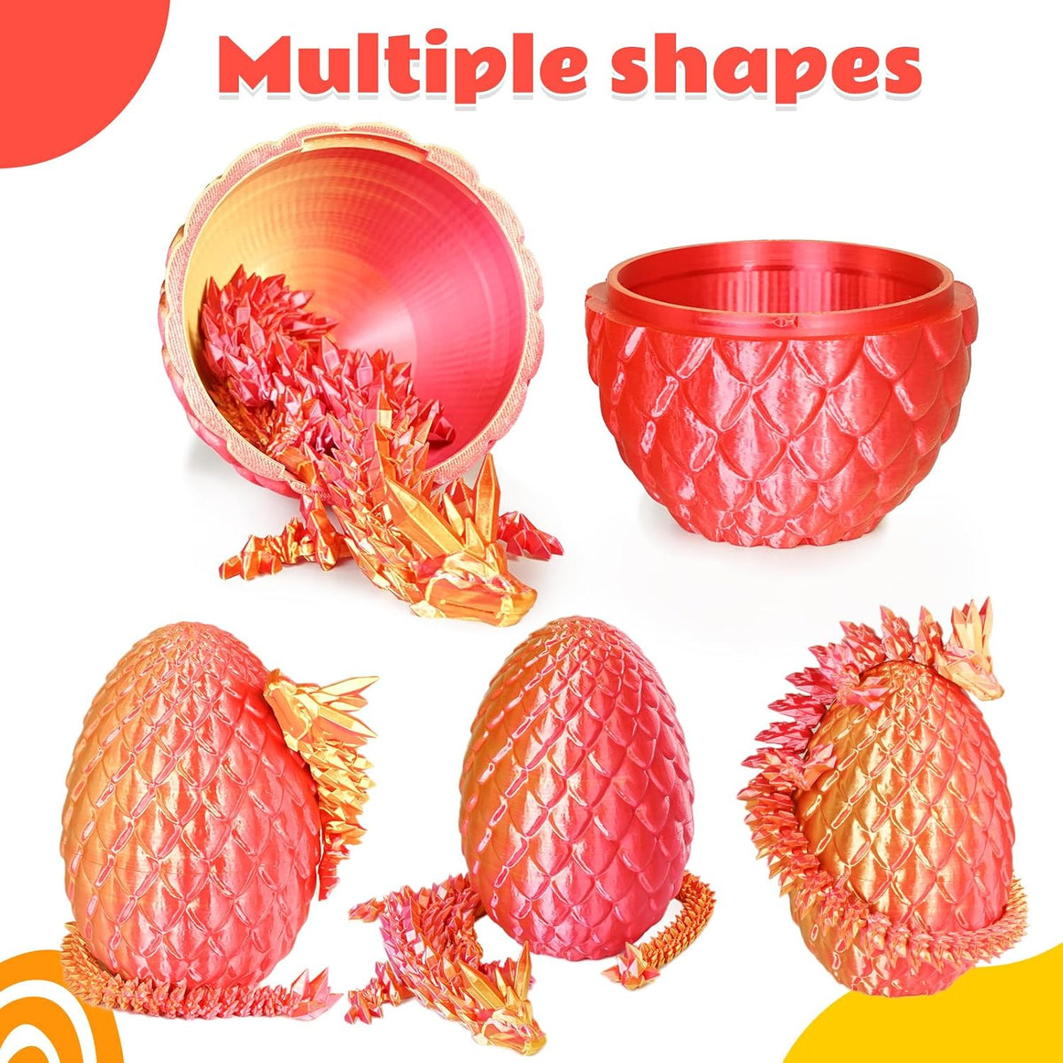 Small Dragon Eggs with Dragon Inside - Orange Red / M (H:5.8 inches) - image 4