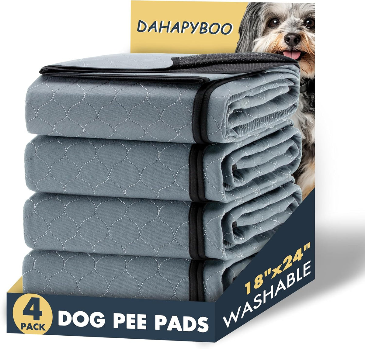 DAHAPYBOO Washable Pee Pads for Dogs 18x24 - 18X24-4P / 4