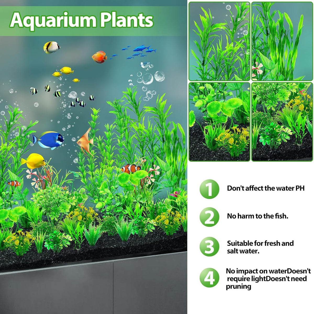 CousDUoBe 12pcs Fish Tank Accessories Aquarium Decorations Green - 30Pack (2inch to 12.3inch) - image 4