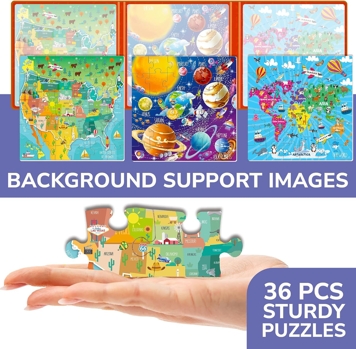 Magnetic Puzzles for Toddlers 3-5 - 3. Maps 36 Pcs Magnetic Puzzles - image 4