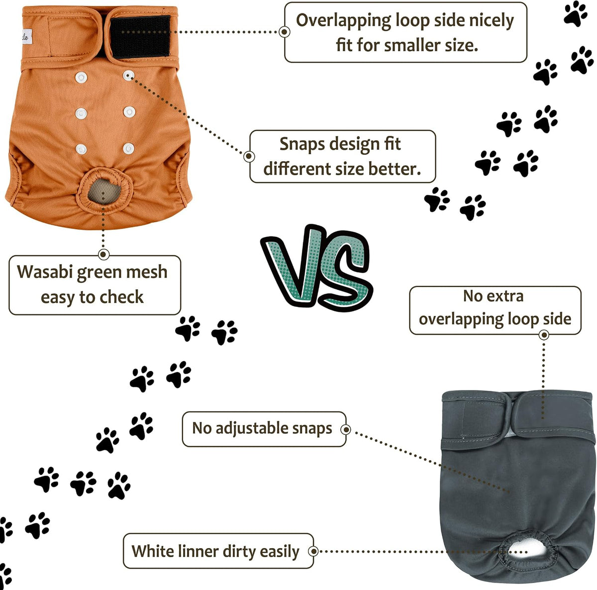 Washable Female Dog Diapers - Large（15"-17"Waist） / coffee&black&gery - image 4