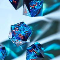 HEIMDALLR liquid core DND dice set in Fenrir's Shadow with glowing LED display box - view 10