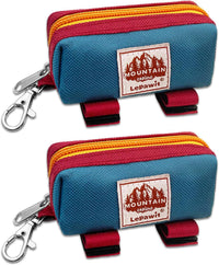 Dog Poop Bag Holder for Leash, Large-Capacity Canvas Pouch - 2 Pack-Blue