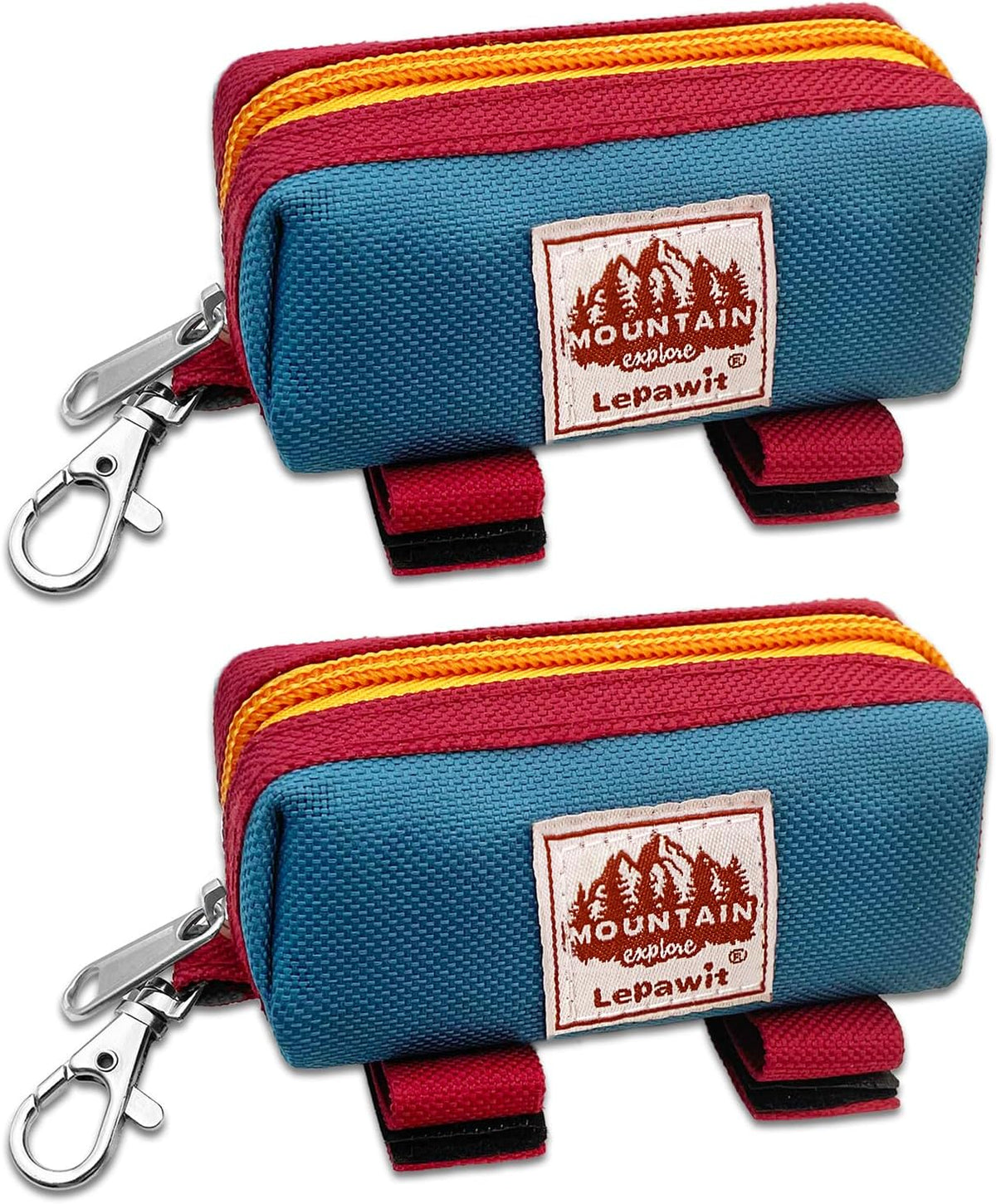 Dog Poop Bag Holder for Leash, Large-Capacity Canvas Pouch - 2 Pack-Blue