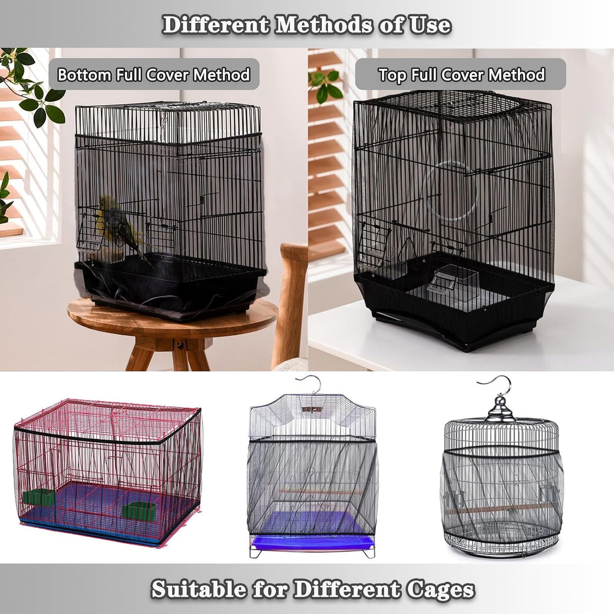 Adjustable Bird Cage Netting - Black / Circumference 55″-71″, height 11.8″ - image 4