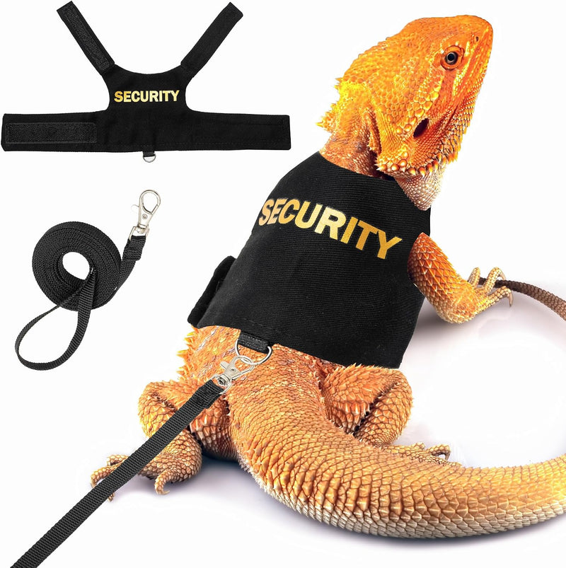 Bearded Dragon Harness and Leash Set, Escape Proof Reptile Vest – Essentials for Reptiles And Amphibians - black