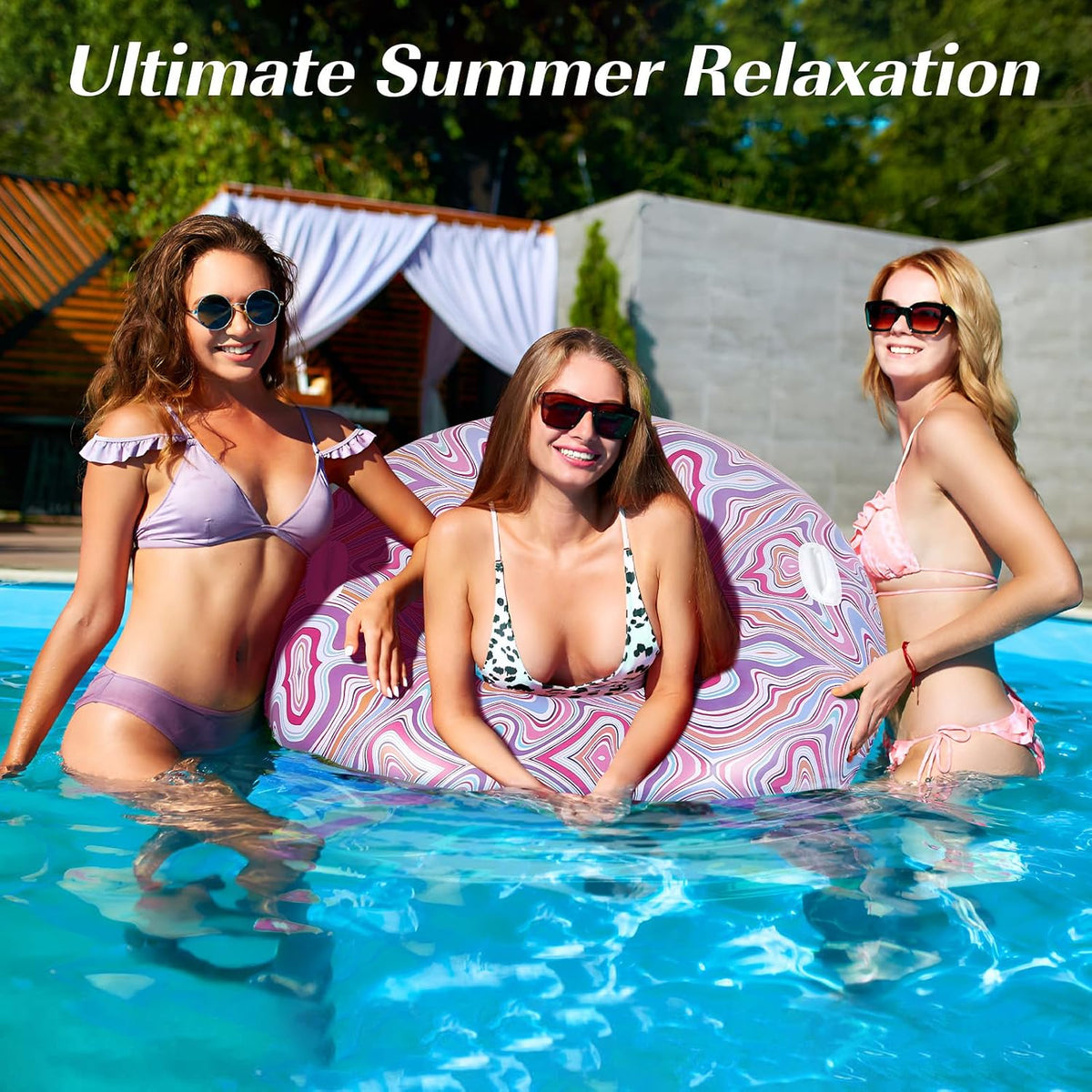 HeySplash Pool Floats, Inflatable Pool Floaties for Adults – Fun for Kids & Family - O-Pink Ripple - image 3