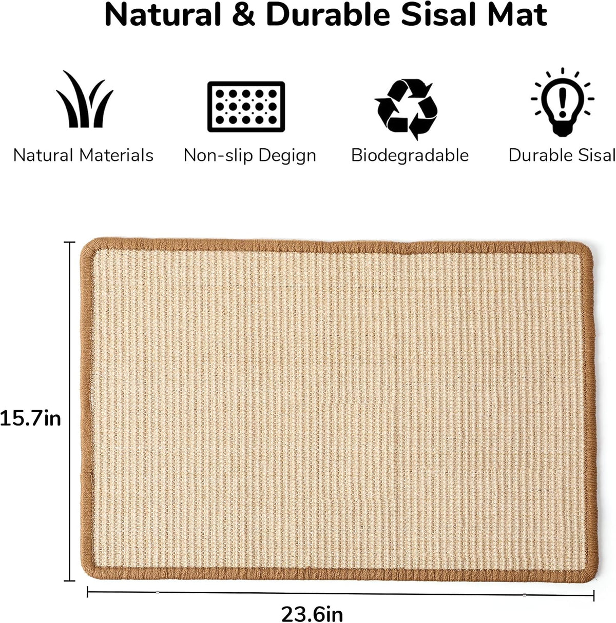 FUKUMARU Cat Scratcher Mat - Beige-1 Pack-23.6 x 15.7 Inch - image 2