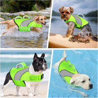 Doglay Dog Life Jacket, Swim Vest for Boating & Swimming - Xl :27.6"-38.6" (Ribcage Girth)- Double Handles / Fluorescent Green+Gray - image 3