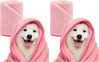 Ultra Absorbent Pet Towel, Quick-Drying - Pink / Large (Pack of 2)